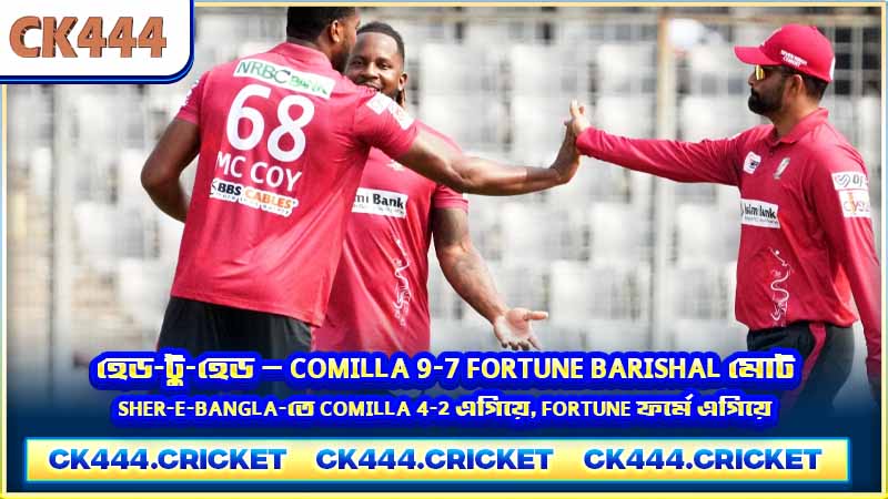 হেড-টু-হেড — Comilla 9-7 Fortune Barishal মোট, Sher-e-Bangla-তে Comilla 4-2 এগিয়ে, Fortune ফর্মে এগিয়ে