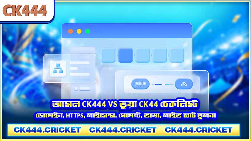 আসল CK444 vs ভুয়া CK44 চেকলিস্ট — ডোমেইন, HTTPS, লাইসেন্স, পেমেন্ট, ভাষা, লাইভ চ্যাট তুলনা